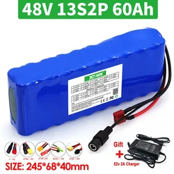 E-bike 48v Battery Pack 60Ah 18650 Lithium Ion Battery 13S2P 1000w Bike Motorcycle Conversion Kit Electric Scooter BMS +Charger