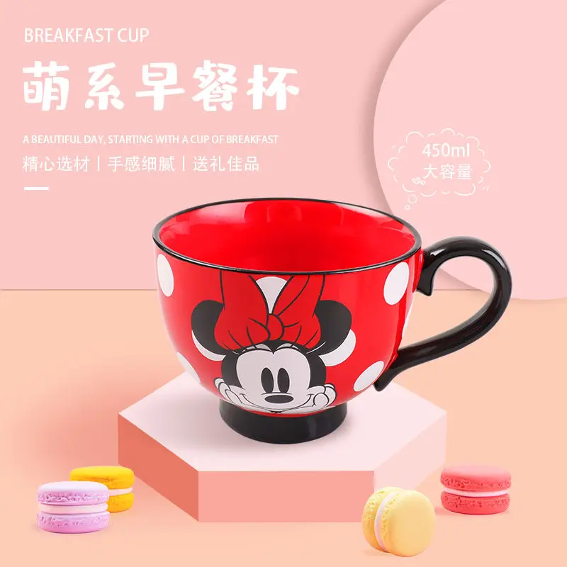 Disney Mickey Mouse 450ML Ceramic Mug Mickey Minnie Breakfast Oatmeal Mug Adult Office Decoration Drinking Coffee Milk Mug