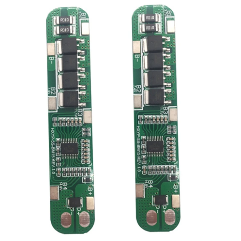 2Pcs 5S 21V 18.5V 15A Li-Ion Lithium Battery Packs 18650 Charger PCB BMS 25V 5 Cell Protection Board Integrated Circuits Plastic