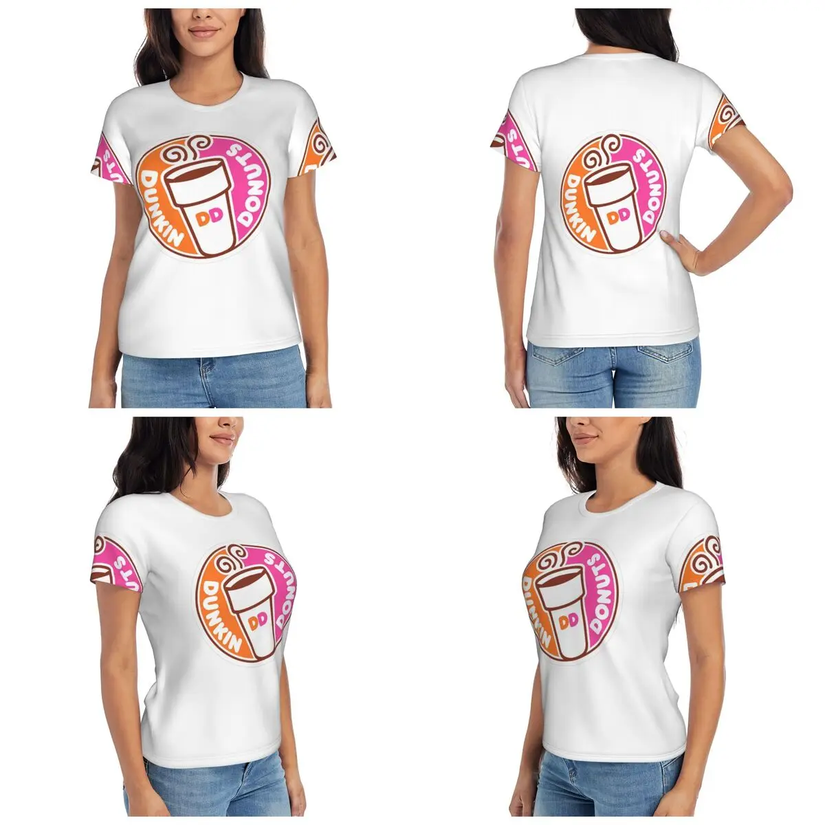 Dunkin Donuts T-Shirt Women Short Sleeve T Shirts O-Neck Clothes Cotton Summer Tees Streetwear view 3
