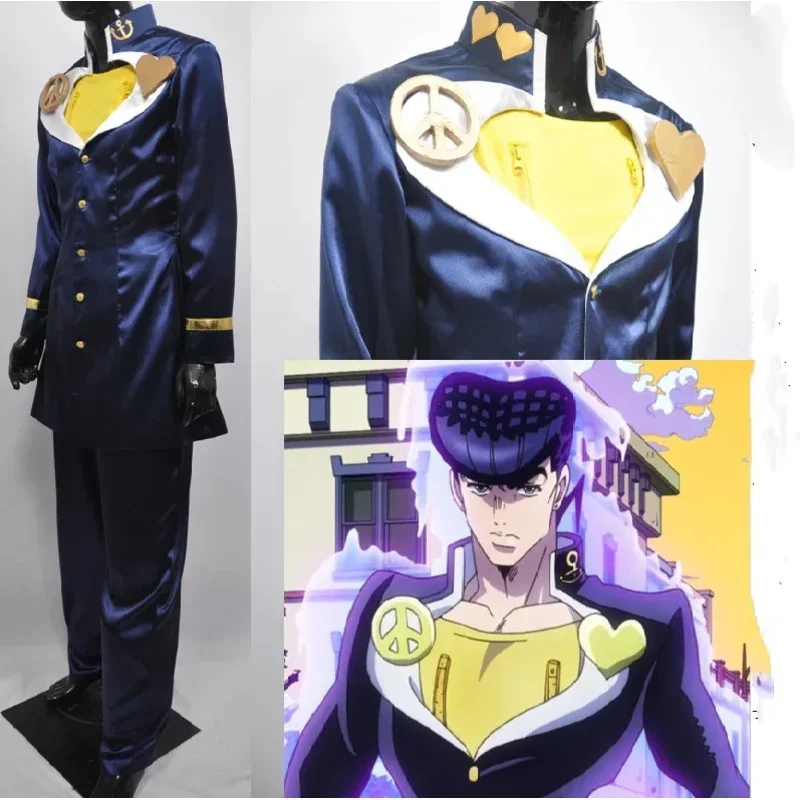 OP5 аниме Bizarre Adventure Josuke Higashikata косплей костюм синий костюм униформа вечерние карнавальный наряд на ХэллоуинslK * 8