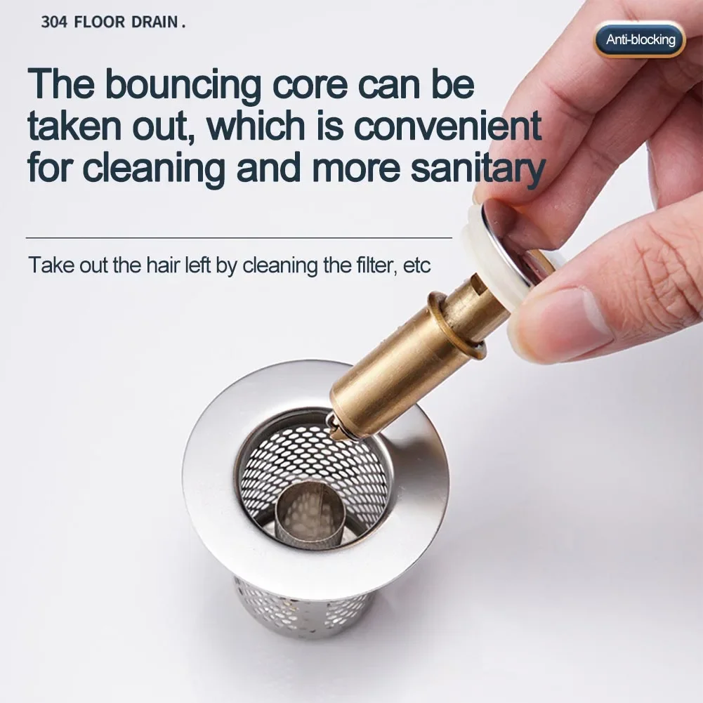 Basin Pop-up Drain Filter Bathroom Shower Sink Filter Plug Wash Basin Hair Sink Strainer Kitchen Bathtub Stopper