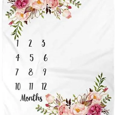 طفل الفانيلا شهر معلم بطانية الوليد السنة الأولى التقويم مخطط النمو الشهري الرضع هدية التصوير خلفية مولود جديد #3