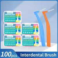 Kingubznis-cepillo Interdental de ortodoncia, accesorio para dientes, con mango corto, Mini cepillo de dientes para soportes, 100 piezas