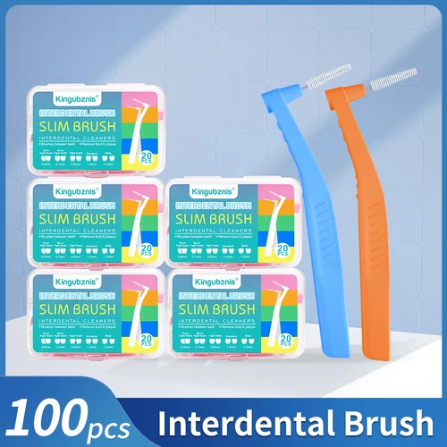 Kingubznis-cepillo Interdental de ortodoncia, accesorio para dientes, con mango corto, Mini cepillo de dientes para soportes, 100 piezas
