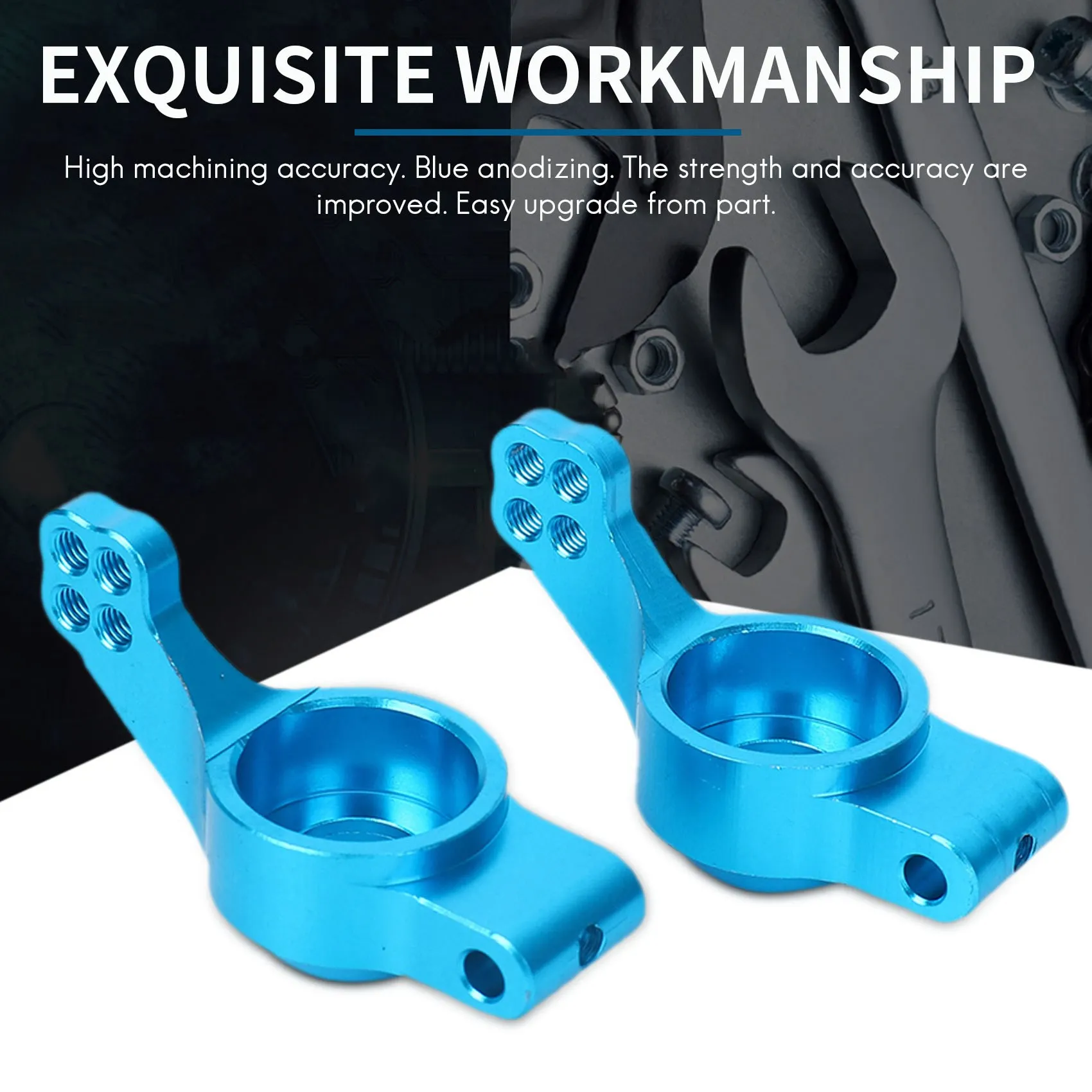 Aluminum Alloy Steering Knuckle Hub Carrier Servo Saver Upgrade Parts for RC HSP 1/10 Redcat Volcano EPX Blue