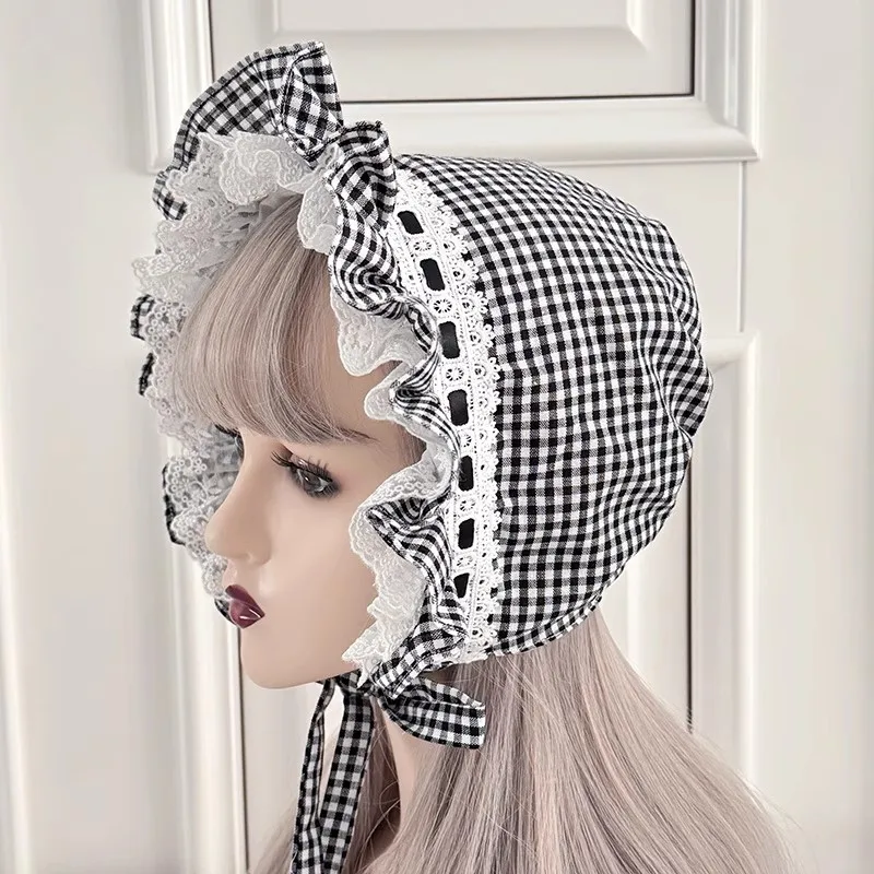 لوليتا نمط الكشكشة بونيه قبعة النساء الفتيات خادمة تأثيري ممسحة قبعة اليقطين قبعة المرأة الحاج الفيكتوري بونيه المتضخم خادمة Co