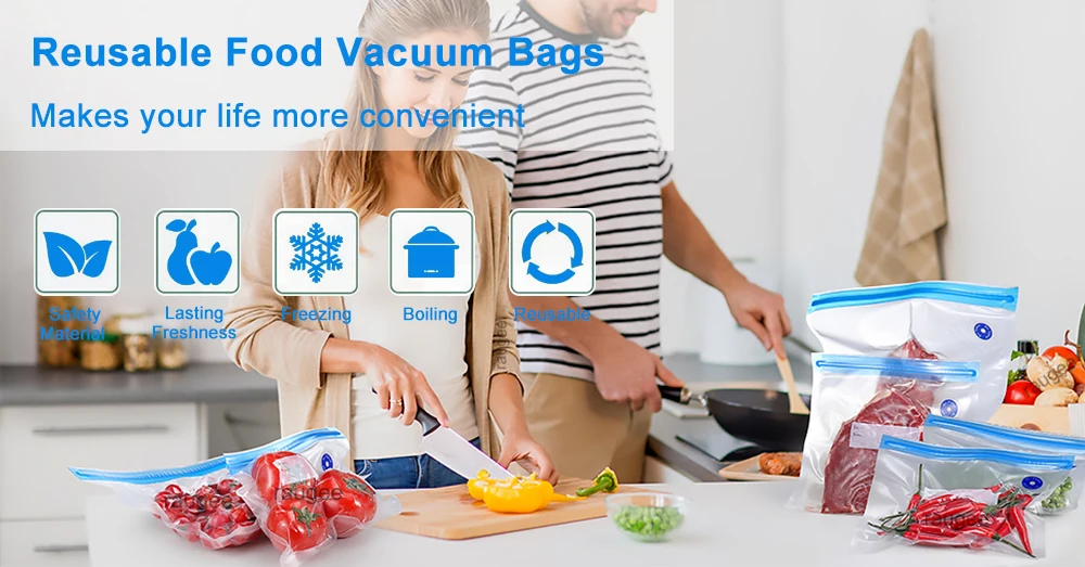 Vakuumierbeutel, Vakuumverpackungsbeutel, Lebensmittel, wiederverwendbar, Vakuum, Lebensmittel, frische Aufbewahrungsbeutel, BPA-frei, Vakuum-Reißverschlussbeutel, 10 Stück, 30 Stück – Detail 1