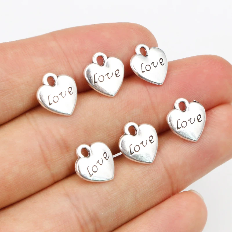 20pcs 11x10mm Antique Silver Plated Heart Handmade Charms Pendant:DIY for bracelet necklace