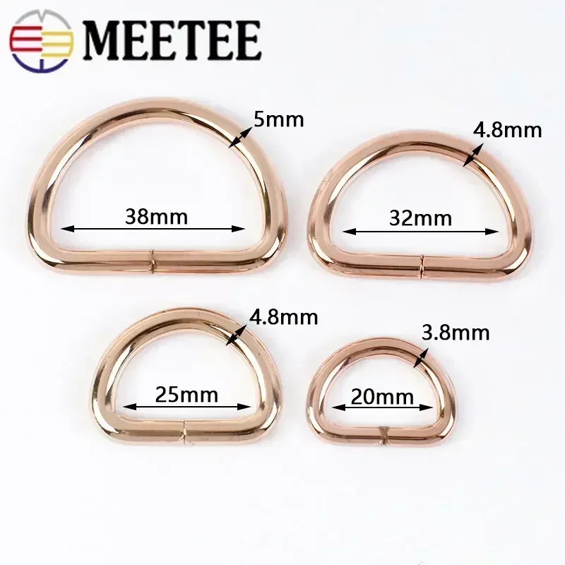 Meetee 10Pcs 20/25/32/38mm D Ring Metal Buckles For Webbing Bag Strap Adjuster Buckle Dog Collar Clasps DIY Hardware Accessories