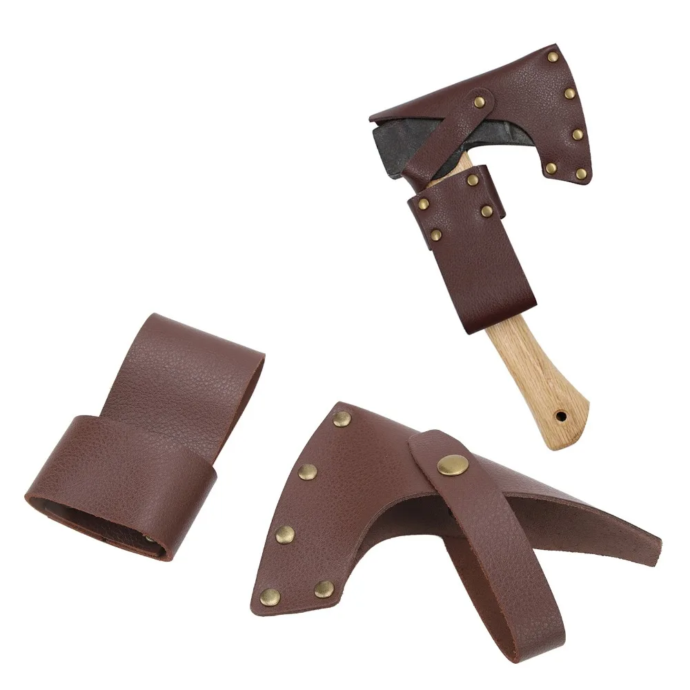 Durable Genuine Leather Axe Sheath Portable Adjustable Axe Protector Axe Head Protector Woodwork Protection