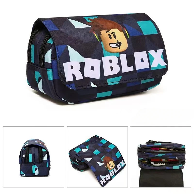 ROBLOX-estuche de lápices de doble capa, productos de impresión completa, periféricos mejorados, regalos para estudiantes de escuela primaria y