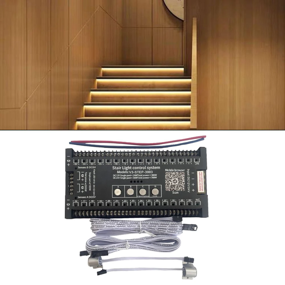 32 Channel Stair Light Control Board As Shown Stair Light 32-channel Controller Customizable Sensor Installation