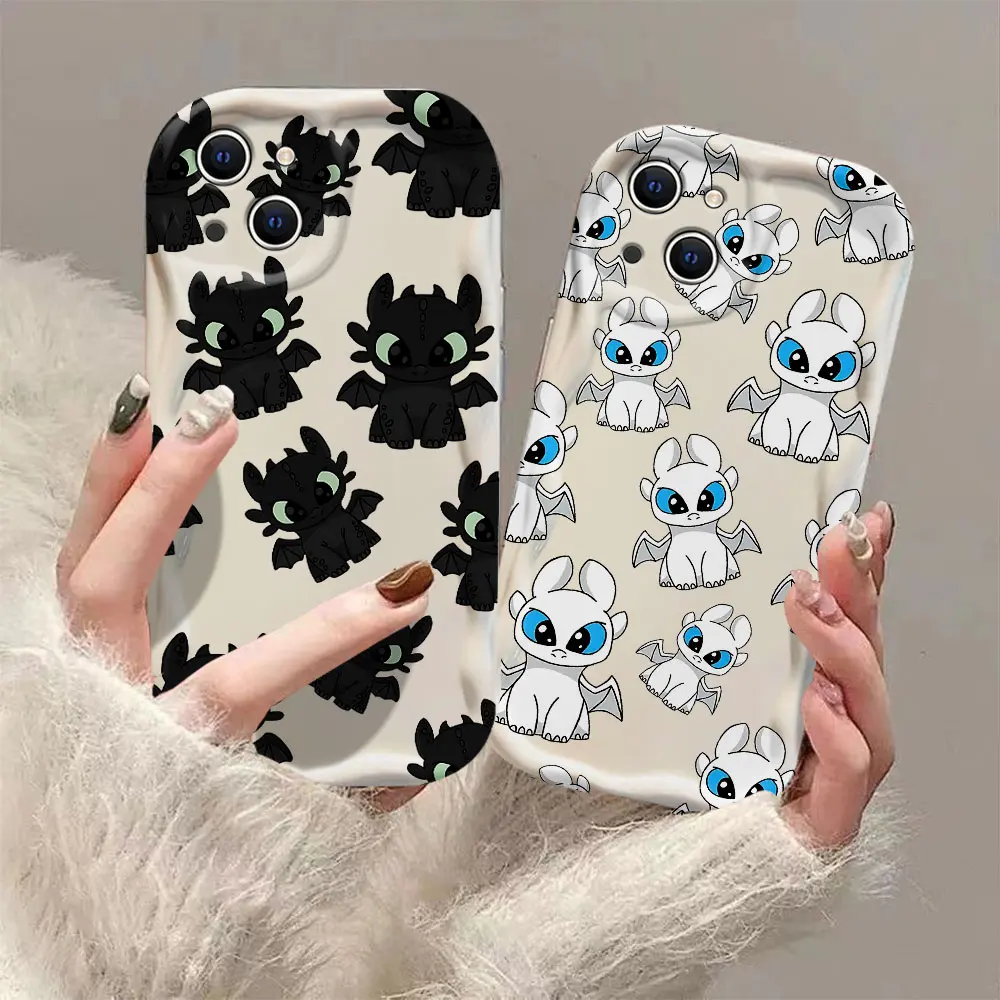 

Cute Night Fury Light Fury Dragon 3D Wave Case For Samsung A73 A72 A71 A55 A54 A53 A35 A34 A33 A25 A24 A23 A15 A14 A13 5G Cover