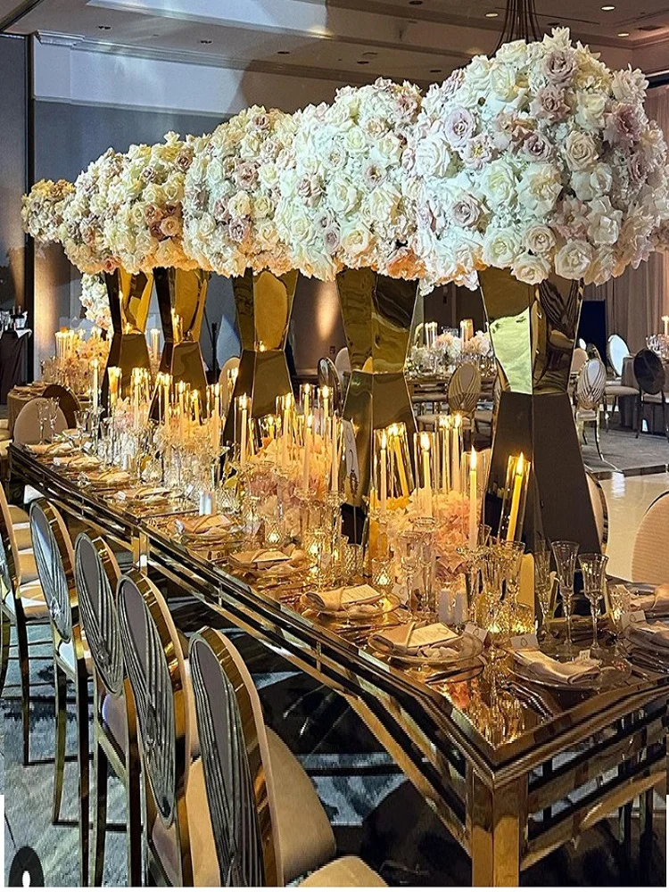 Hohe Edelstahl-Blumenständer und -vasen, Hochzeitstisch-Mittelstücke, Wegführung, Partydekoration, 2-10 Stück – Detail 6