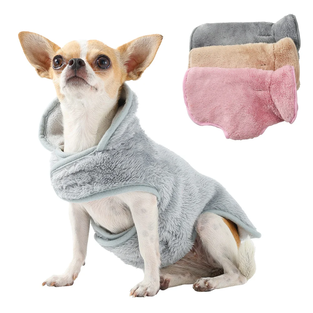 Reversibler Haustier-Hundemantel, warme Winter-Hundekleidung für kleine und mittelgroße Hunde, Katzen, gepolsterte Jacke mit Leinenloch, Chihuahua-Mops-Kostüm