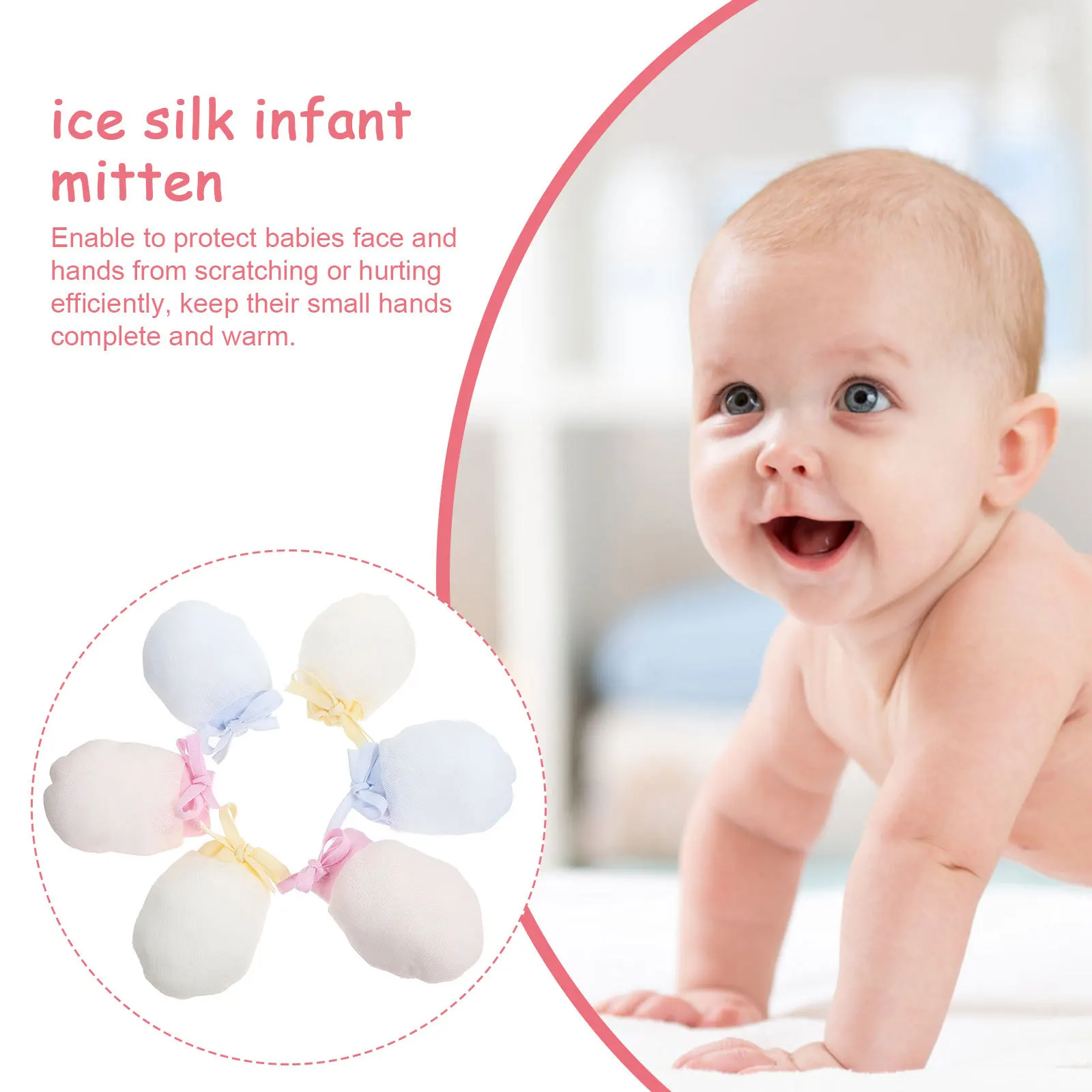 

3Pairs Baby Anti-Scratch Gloves Stop Thumb Sucking Infant Finger Protector Baby Mittens Anti-Sucking Gloves Newborn Hand Mittens