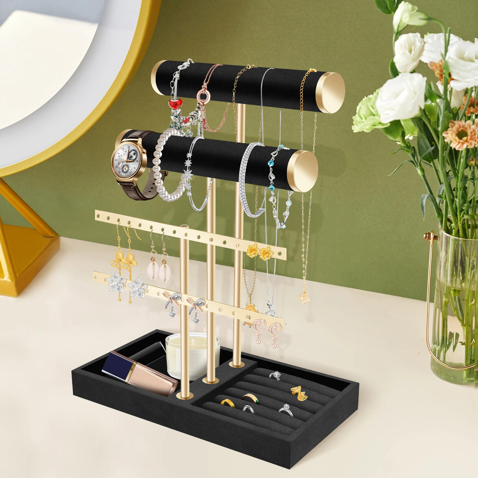 Jewelry Bracelet Storage Display Metal Necklace Bracelet Anklet Stud Earring Jewelry Storage Rack T-Bar Jewelry Display Holder