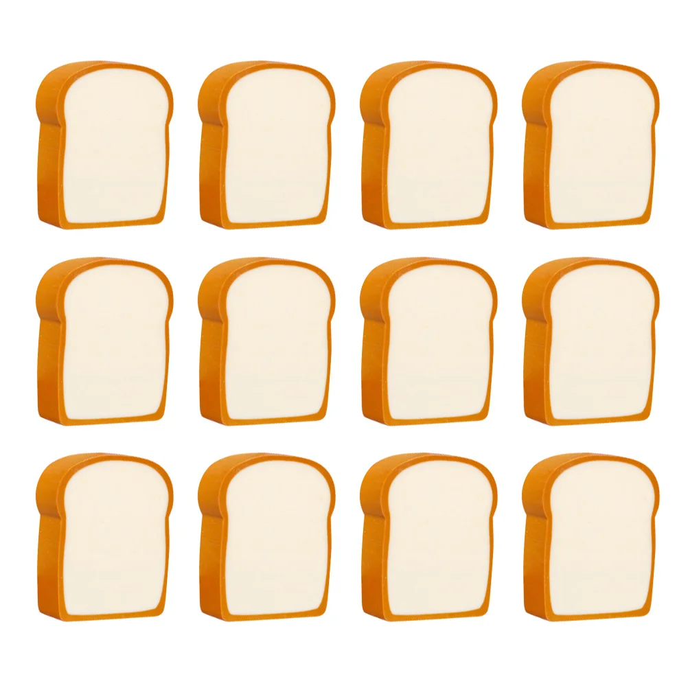 12 Pcs Toast Eraser Decorative School Erasers Pencil Adorable Cartoon Food Loaf Bread