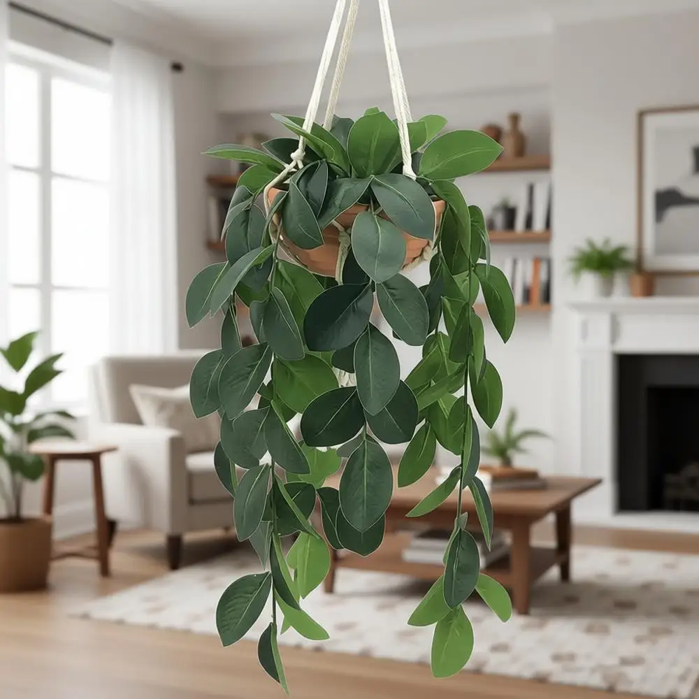 

Искусственное подвесное растение в глиняном горшке с искусственными зелеными листьями для декора стен или подвешивания на крючок (для использования внутри и снаружи помещений)