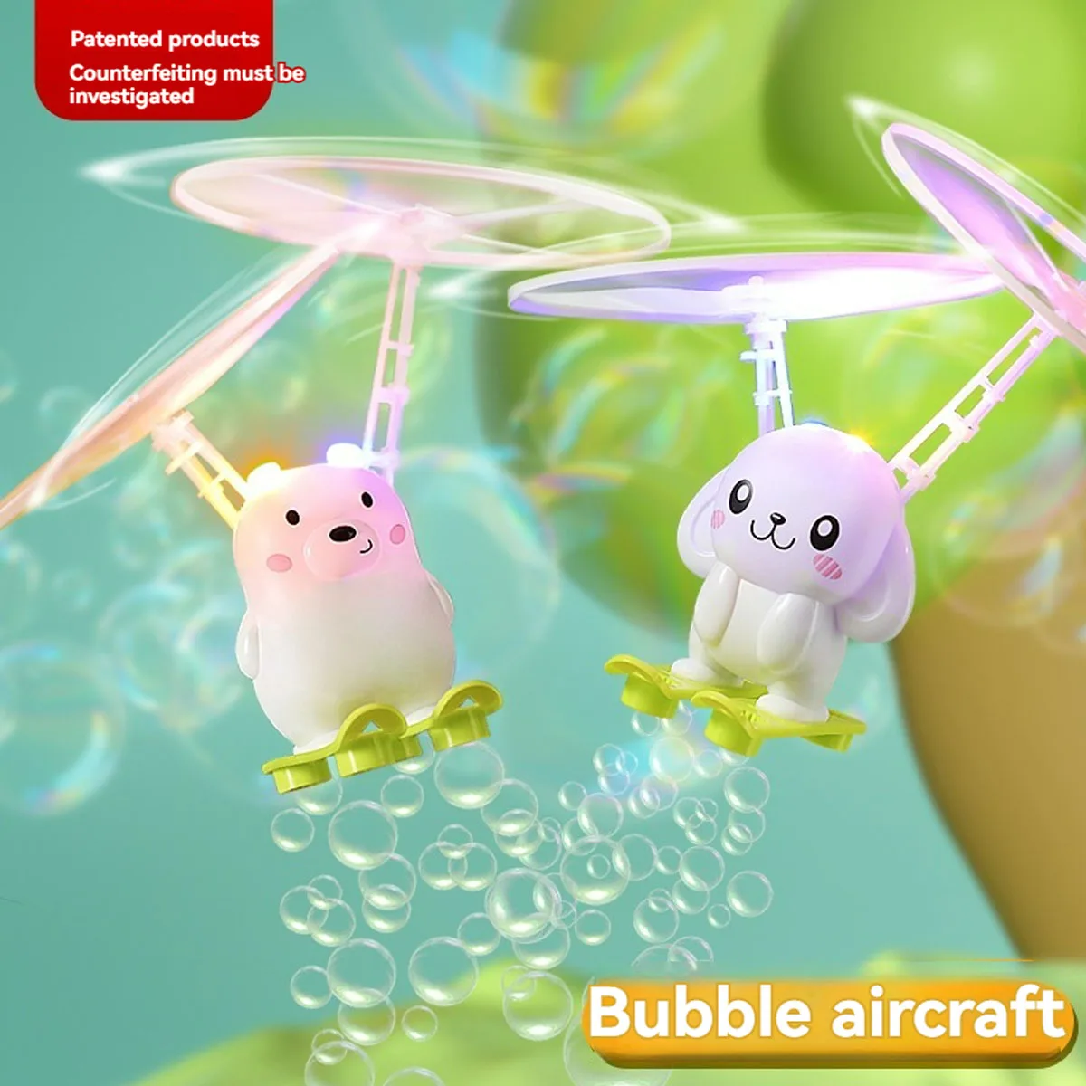 Bubble machine induction aircraft bolla all'aperto per bambini che soffia giocattoli interattivi elicottero a induzione sospesa compleanno gif
