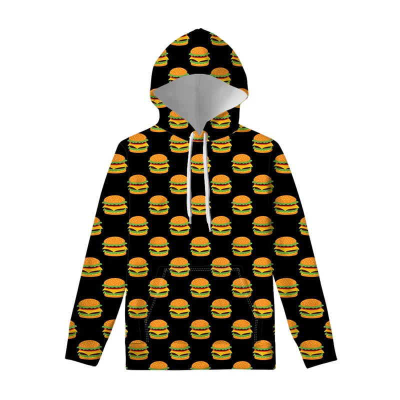 

Funny Hamburger Pattern Hoodies Fashion Autumn Long Sleeve Mens Trend 3D Food Printed Hoodie Loose Casual Harajuku Sweatshirts