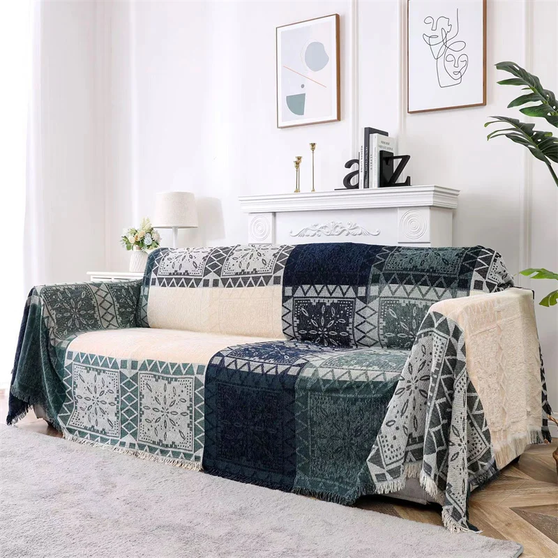 Reversible Aesthetic Tribal Linen Blankets Plaid Knitted Outdoor Rugs Camping Picnic Ethnic Leisure Throw Blanket Towel Yoga Mat