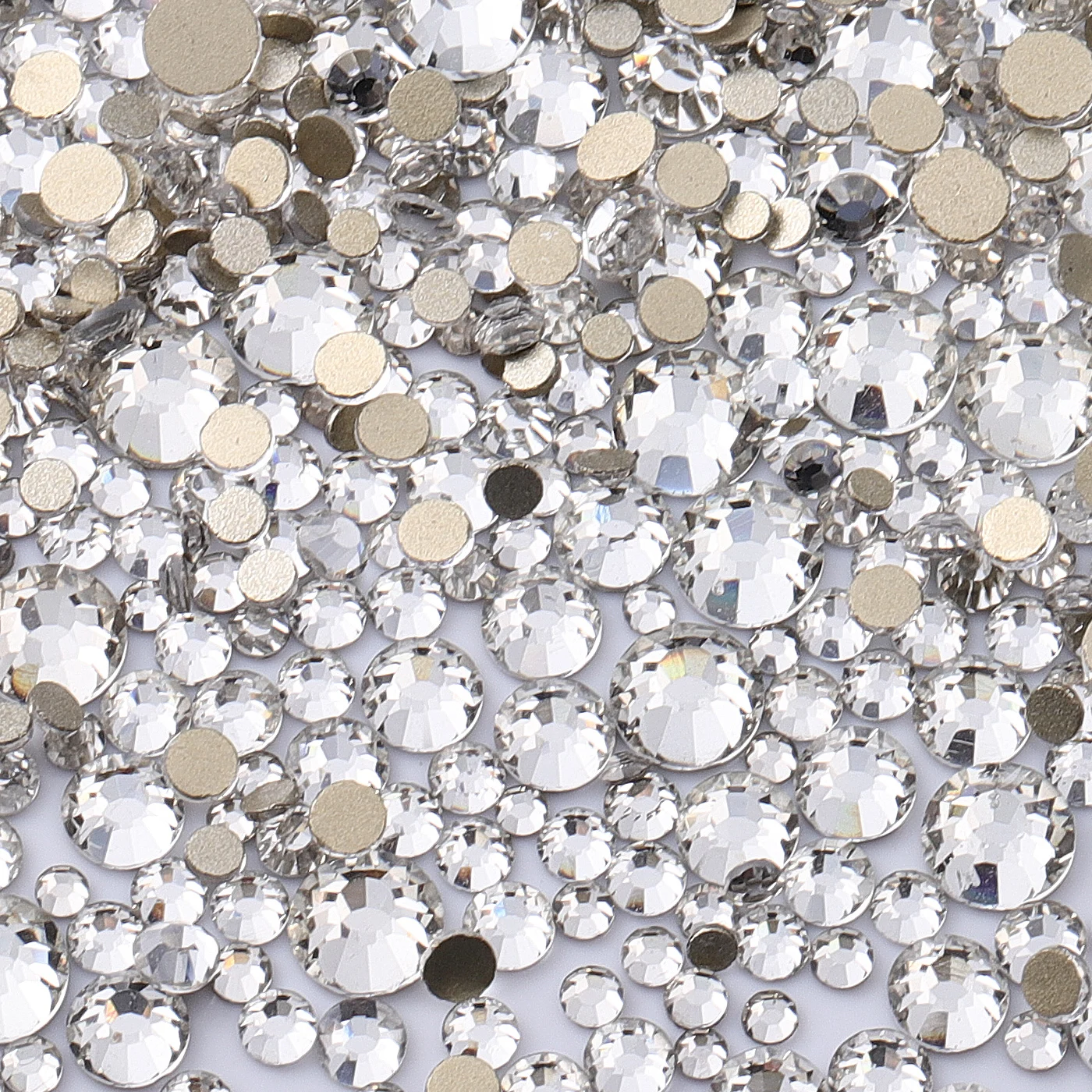 3000Pcs Mix Size SS4-SS20 Clear Crystal Rhinestones Non-hotfix Gold Flatback Glitter Stones Nail Art Crafts DIY Decorations