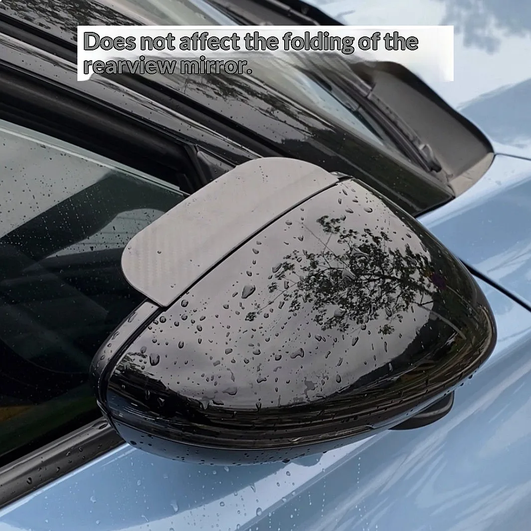 Car Rearview Mirror Rain Shield Carbon Fiber Clip-On Deflector Anti-Rain Dust Cover