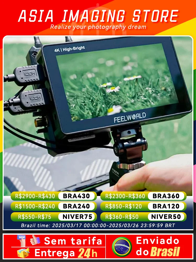 【 Do Brasil 】FEELWORLD F5 PRO X 5.5 Inch 1600nit High Bright Touch Screen DSLR Camera Field Monitor 4K HDMI F970