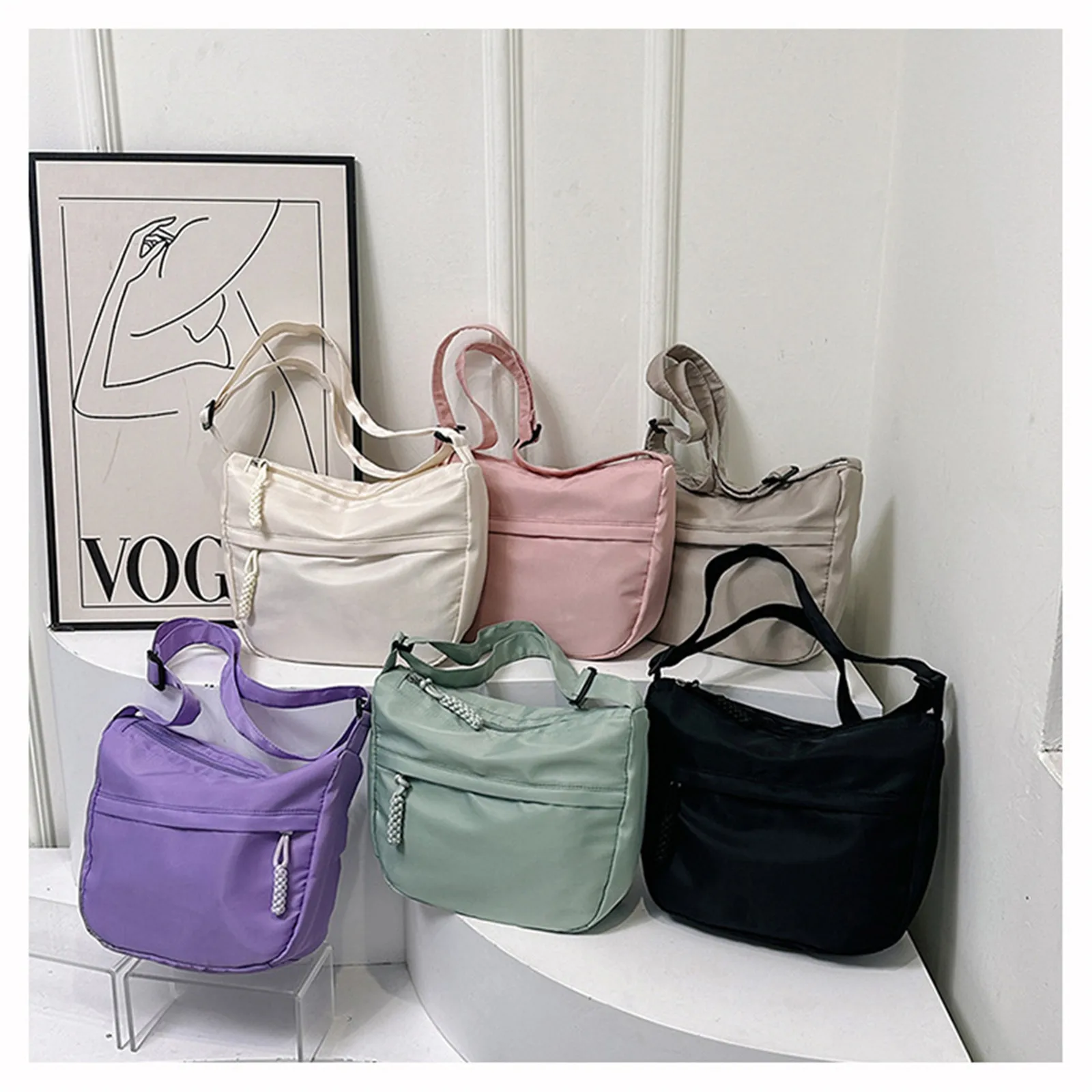 Large Capacity Fabric Handbag One Shoulder Crossbody Bag 2024 Women Summer Teenagers Commuting Bag Hand Bag With Adjustble Strap