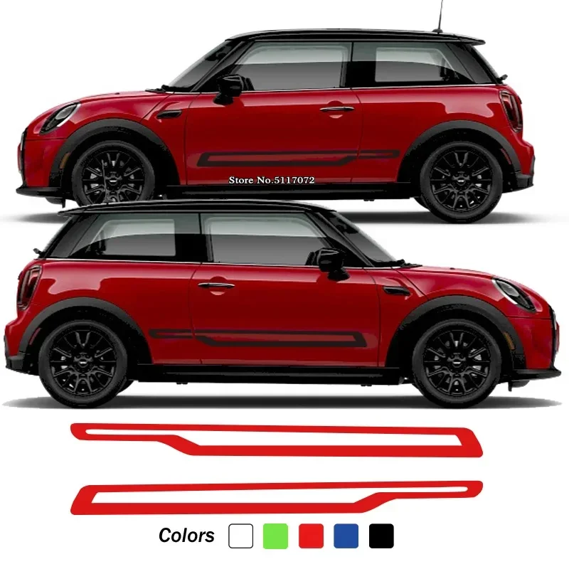 

For MINI John Cooper S F55 F56 F57 JCW 2021 Accessories Car Decals Rally Line Bonnet Engine Cover Side Stripes Sticker
