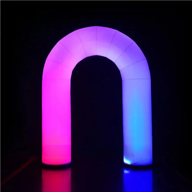 outdoor white color arch with RGB led lights for event ,advertising inflatable lighting rainbow led arches