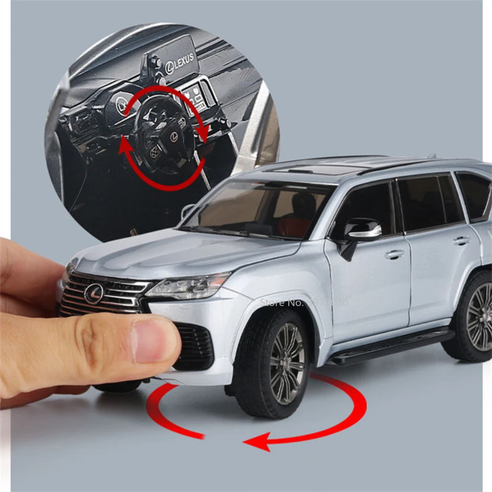 1:24 Lexus LX600 SUV Metal Model Car Toys Alloy Diecast Simulation Offroad Vehicles Sound And Light Cars For Kids Birthday Gifts