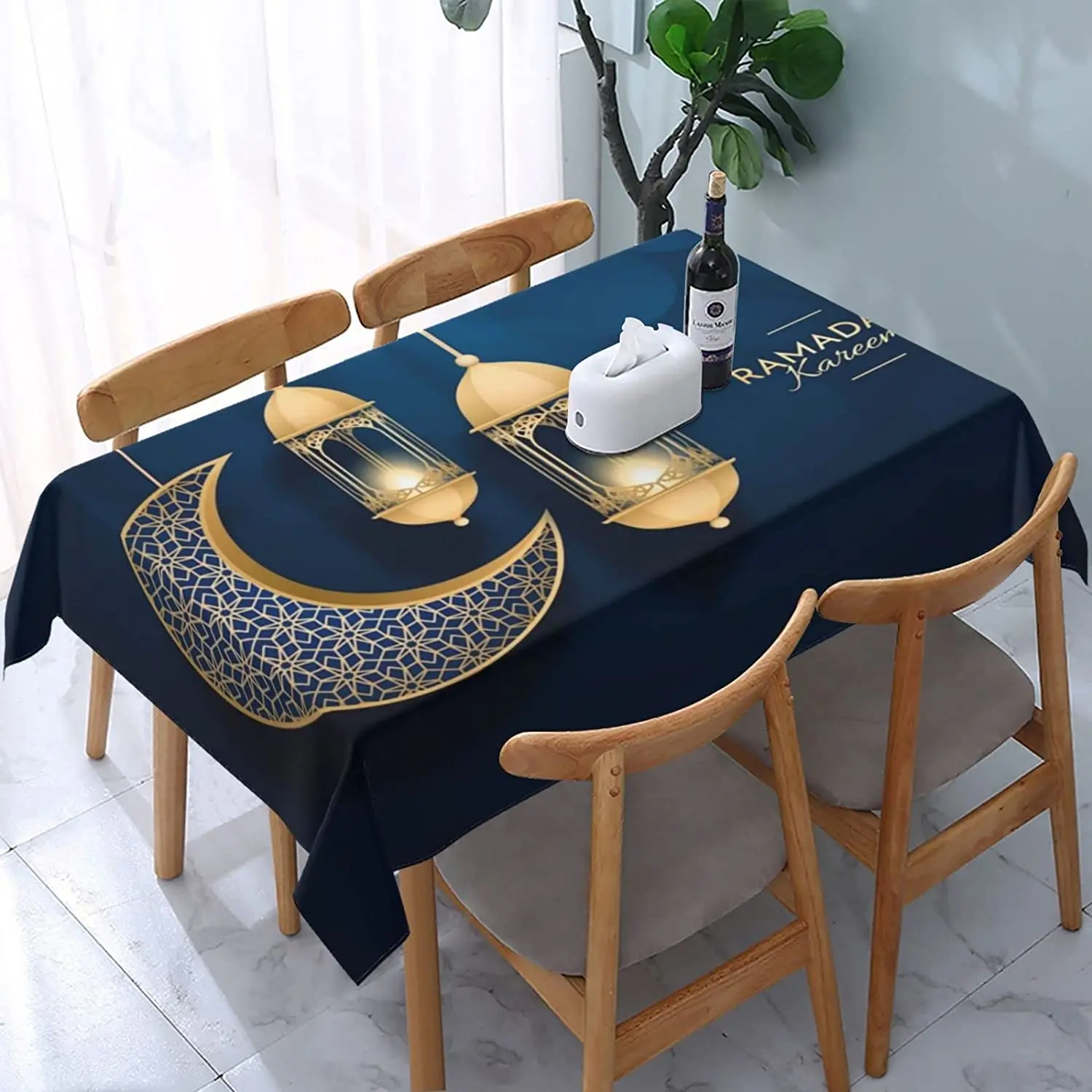 Ramadan Kareem Rectangle TableClothes for Tables Eid Mubarak Table Cloth Party Decorations Table Cover for Kitchen Table Decor