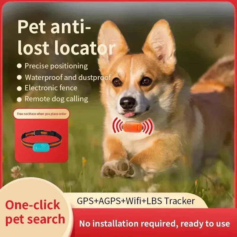Dog Cat Anti-lost Waterproof 4G Pets GPS Tracker, Real Time Positioning Movement Waterproof Finder, Electronic Geo-Fence for Dog