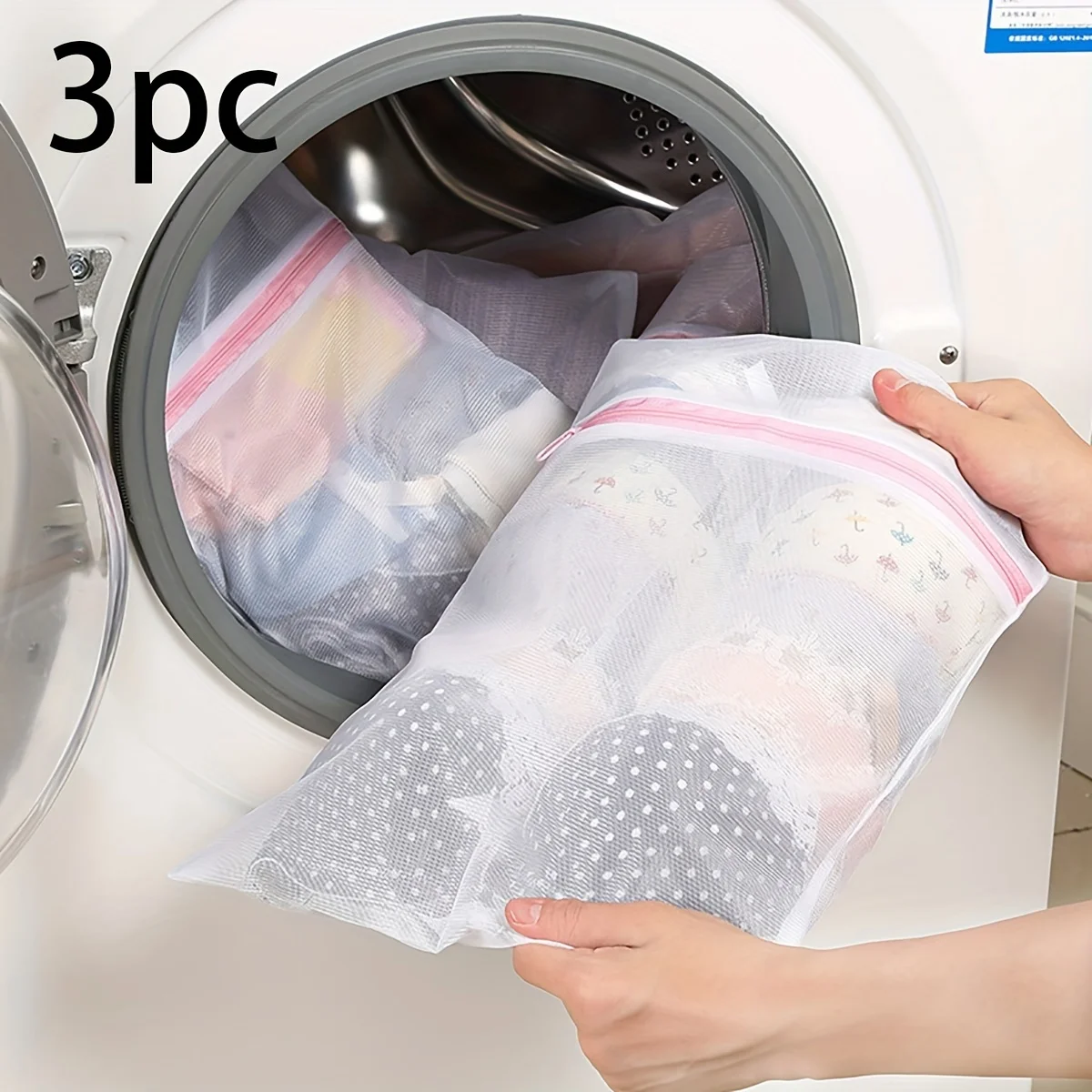 Bleifreie, feinmaschige Wäschebeutel mit stabilem Reißverschluss für empfindliche 3, langlebige Wäschewaschbeutel, schützt Kleidung in der Waschmaschine