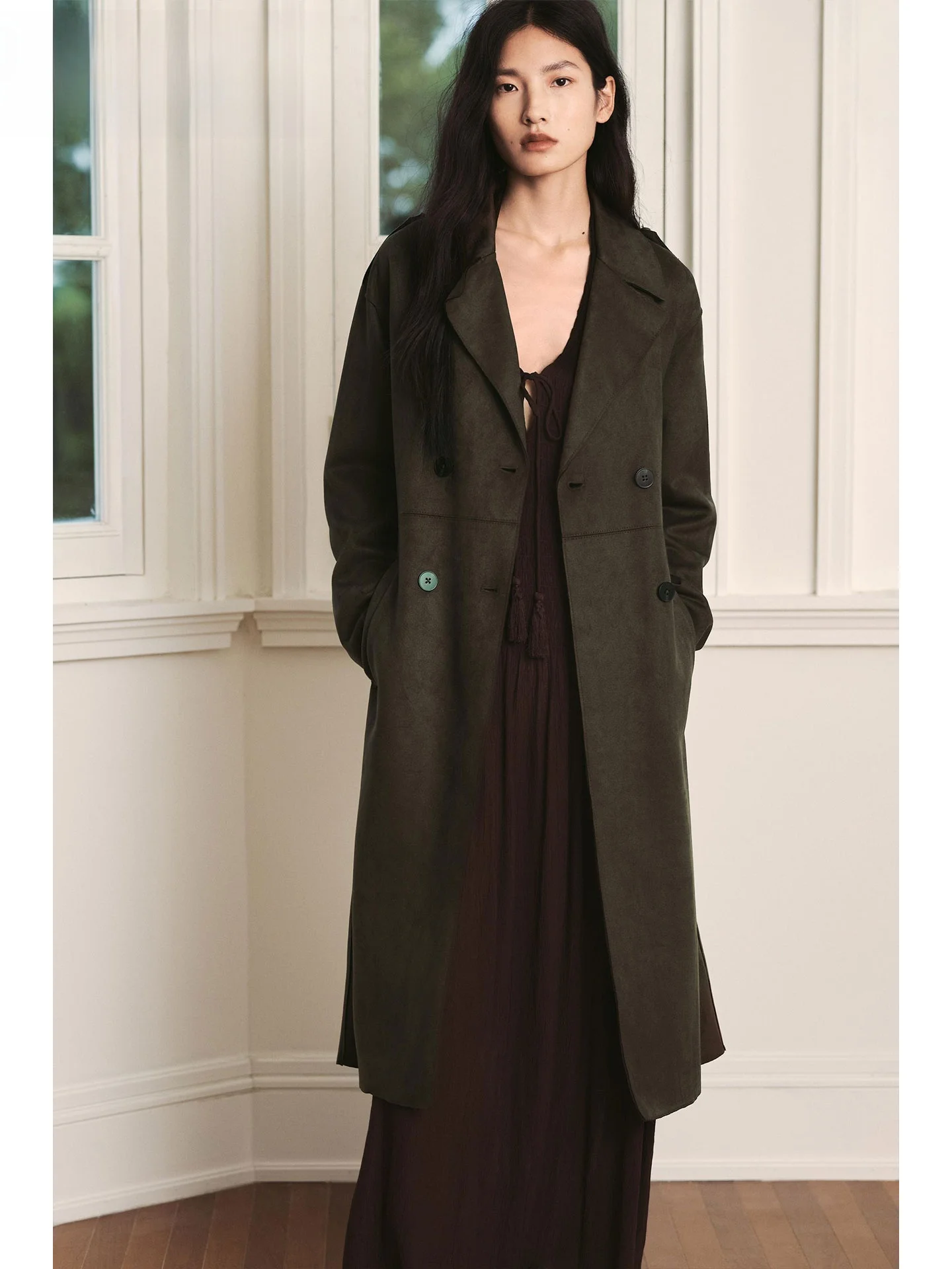 ZAPRHA 2025 automne nouveau Long longueur Faux cuir effet femmes manteau Ele coupe-vent vêtements d'extérieur Double boutonnage couleur Pure