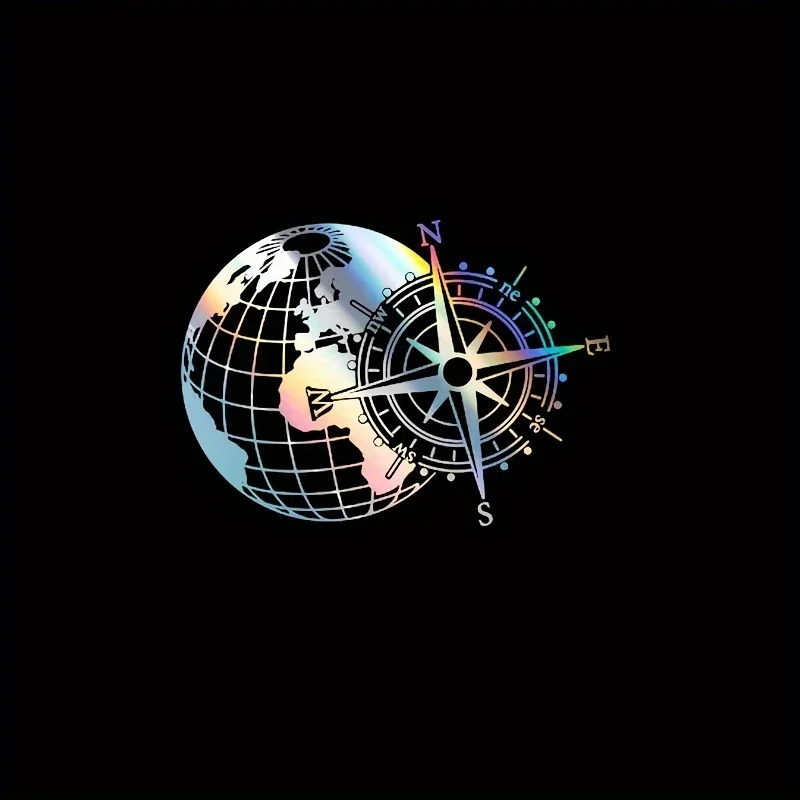 

1PC Globe & Compass Vinyl Sticker, Adventure - Themed Decal for Laptops, Skateboards, Notebooks, Water Bottles, Phone Cases