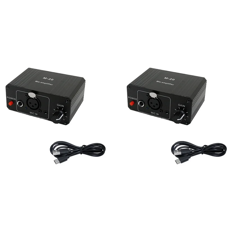

2X Dynamic Microphone Condenser Mic Amplifier M-20 Audio 48V Phantom Power Charging Black For Live Sound Card Speaker C-Y47A