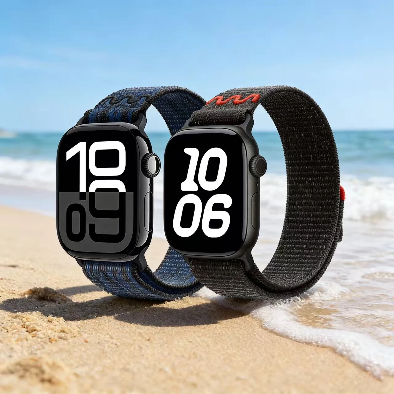Nylon-Schlaufe für Apple Watch Armband 45mm-44mm 49mm 42mm-40mm-46mm 41mm 38mm Correa Armband iWatch Series 10/Ultra2/8/9/6 SE 7 Band