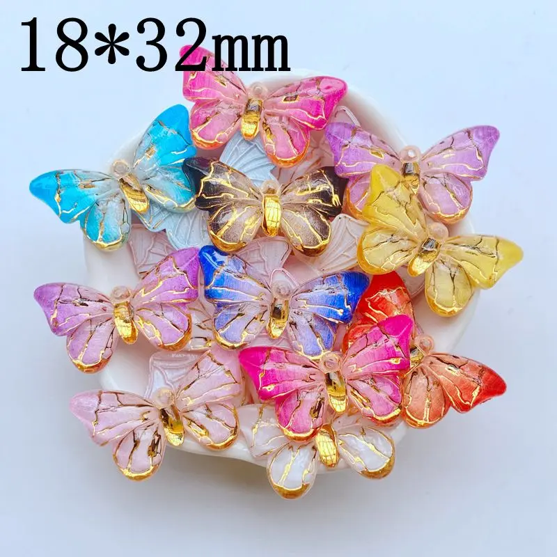 10Pcs New Cute Mini 18*32mm Shiny Phnom Penh Butterfly Flat Back Resin Scrapbooking DIY Jewelry Craft Decoration Accessorie