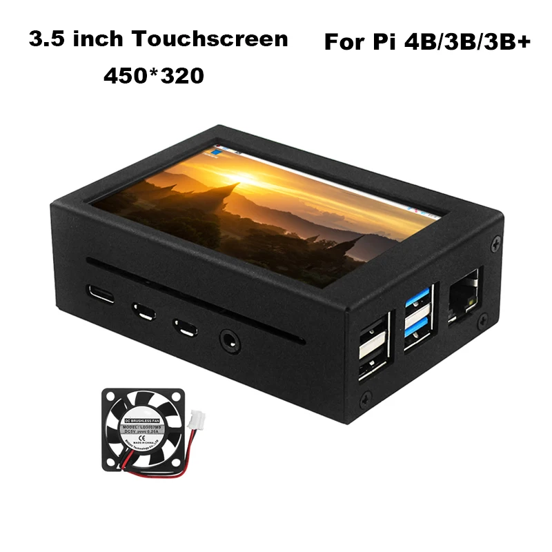 Raspberry Pi 3.5 Inch Touch Screen 450*320 TFT LCD 60fps Display With Cooling Fan for Raspberry Pi 4 4B 3B 3B+ Optional Case