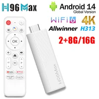 H96 Max H313 Mini TV Stick Allwinner H313 2G 8/16G 4K HD Mini Smart TV Box Android 14 2,4 y 5G Dual Wifi6 decodificador remoto por voz