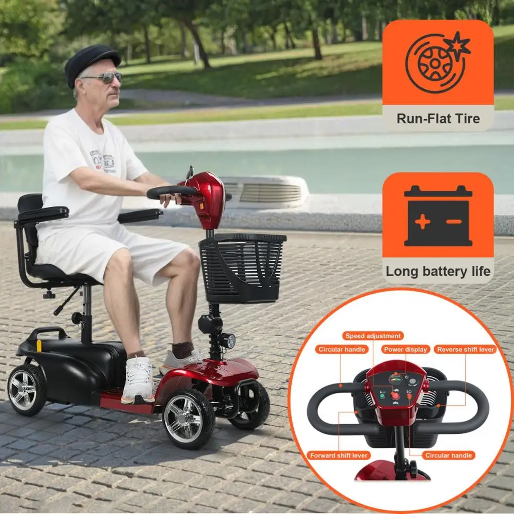 

4 Wheel Lightweight Mobility Scooters for Adults, Powered Electric Wheelchair, Mobility