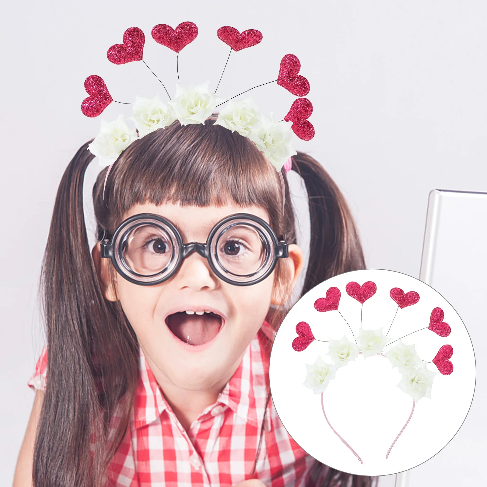 

Heart Headband Valentine Realistic Rose Flower Party Headdress Adults Hair Band Valentine Party Decoration Adults Headbands