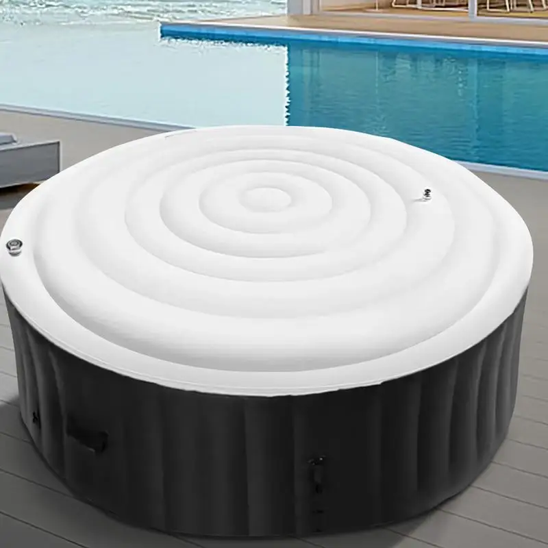 

Inflatable Hot Tub Cover Windproof Lid Hot Tub Cover with Handles Heat Insulation Foldable Hot Tub Cover for Easy Storage