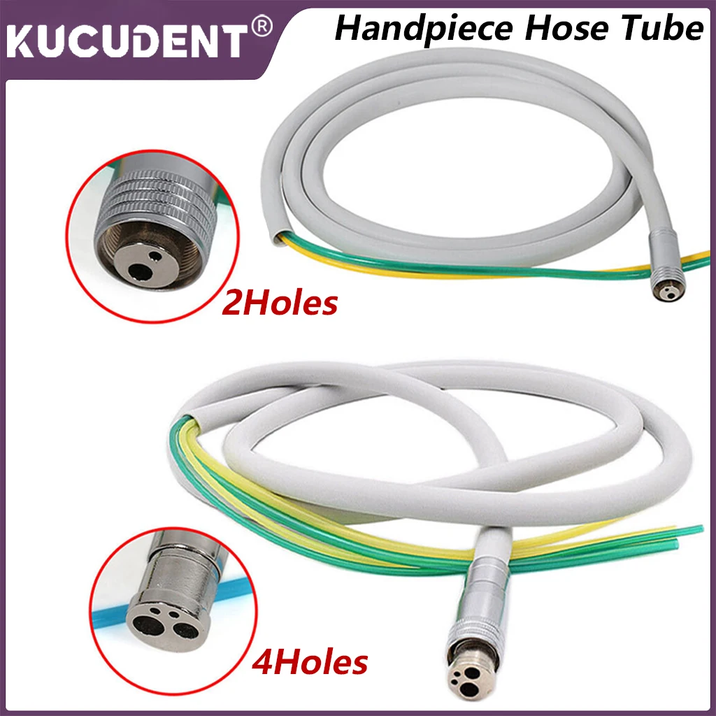 KUCUDENT 2/4Holes Dental High Speed Handpiece Hose Tube with Connector for Air Turbine Motor Silicone Pipe Dentist Lab Materials