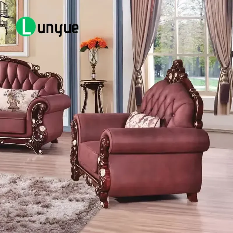 European Fabric Wooden Frame Sofa Large Soft Cushion High Quality Luxury Living Room Furniture Set Sofa