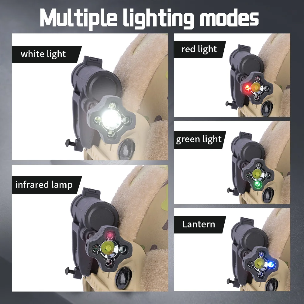 MPLS Charge 4.0 Hunting Helmet Light, 5 Modes Red/Green/Blue/White/IR IFF Recognition Light, for Hiking Airsoft Tactical Helmet